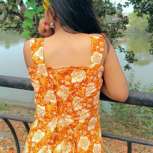 Sun-kissed Floral Cotton Kurti ✨